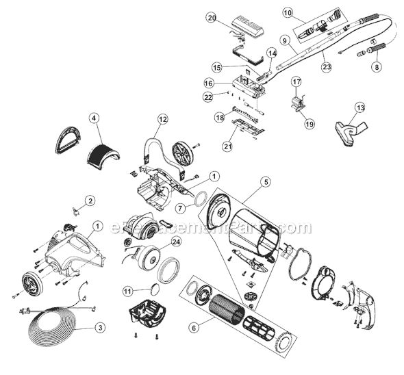 Page A Diagram and Parts List for SD40005  Dirt Devil Canister Vacuum